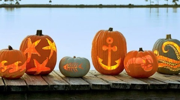 beach themed carved pumpkins | SeaShore Realty